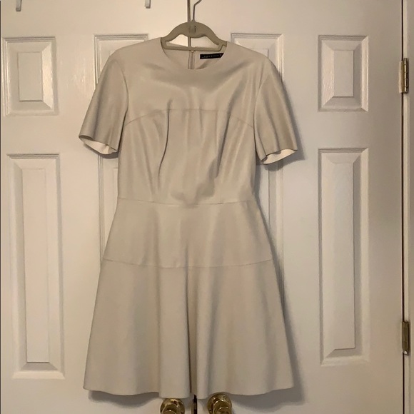 Zara Dresses & Skirts - Faux Leather Cream Stitched Cream Dress Zara Dresses & Skirts - Faux Leather Cream Stitched Cream Dress